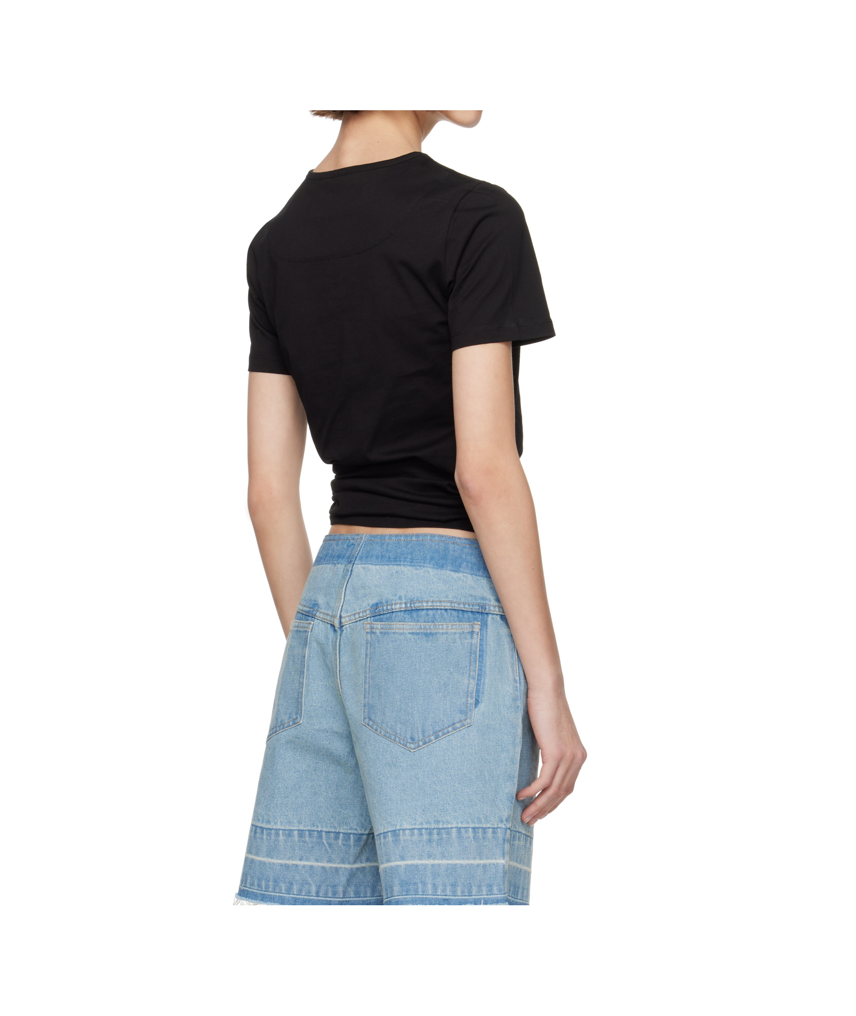 Christopher Esber Orbit Cotton Jersey Crop Top In Black