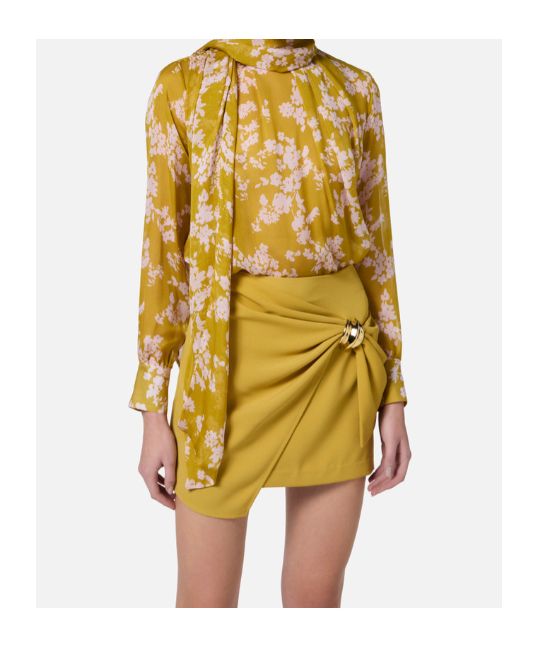 Elisabetta Franchi Tulle Printed Shirt In Nude