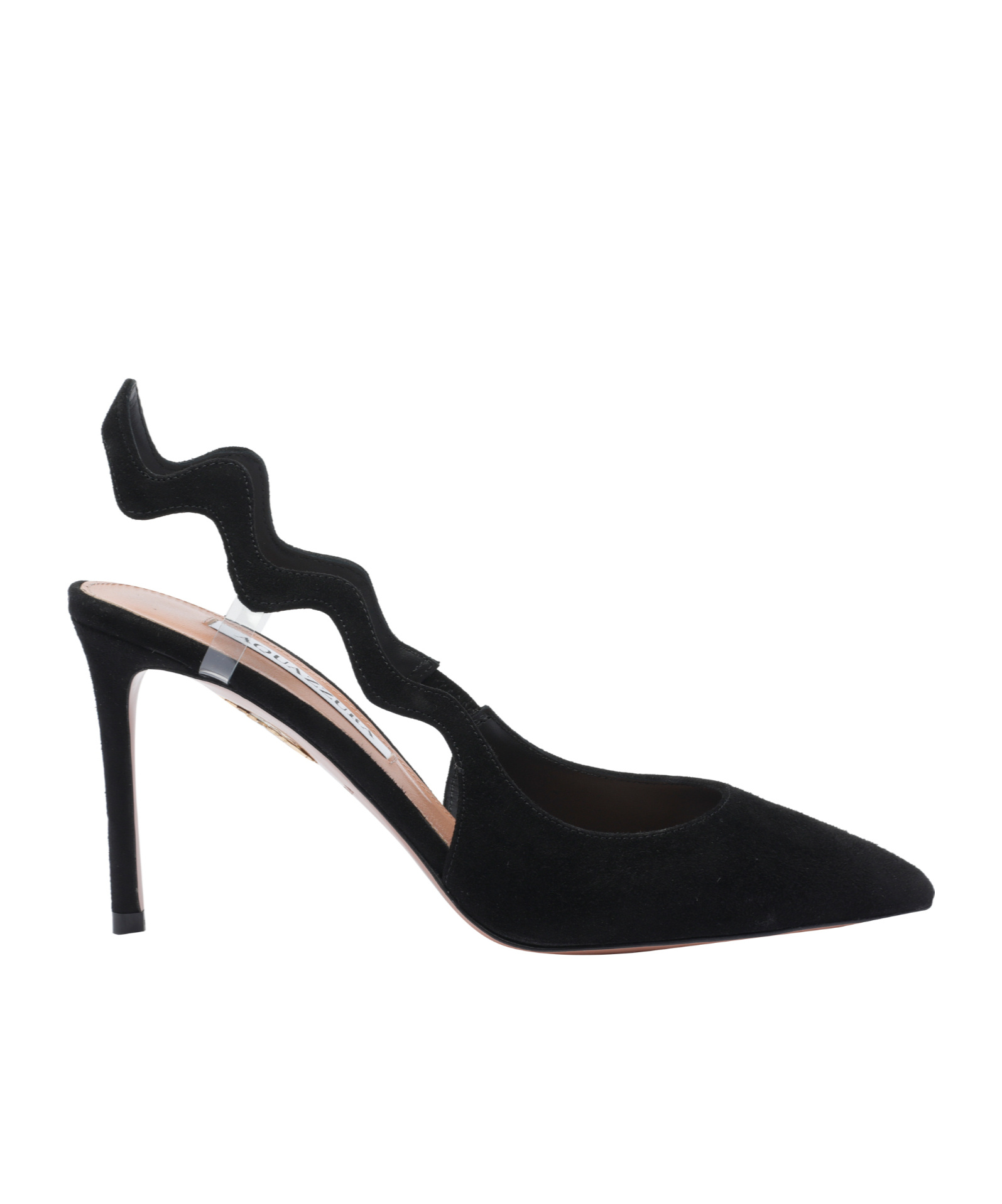 Aquazzura 85mm Artiste Sling Wave-detail Slingback Pumps In Black