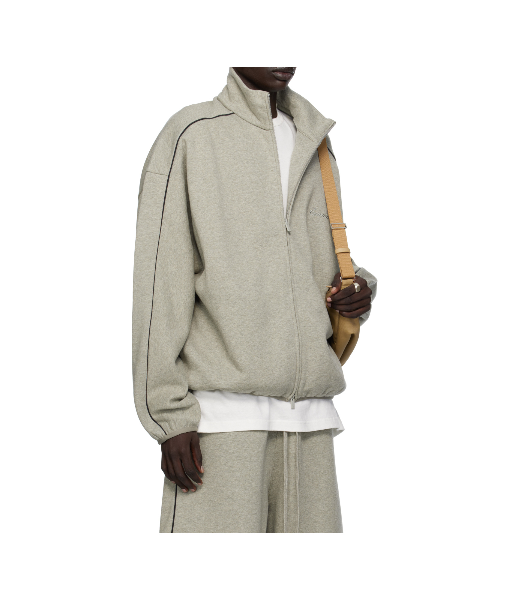 Essentials Logo Patch Casual Jacket In Brown