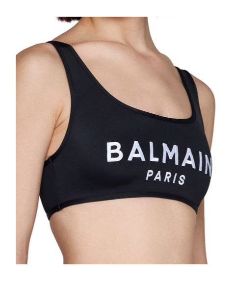 Balmain Logo-embroidered Bikini Set In Black