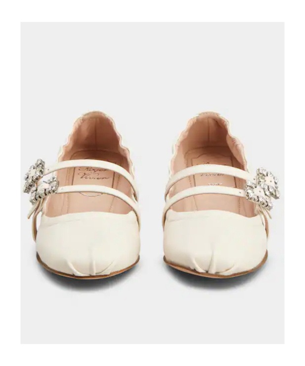 Roger Vivier "nappa Ballet Flats With Strass Buck In White