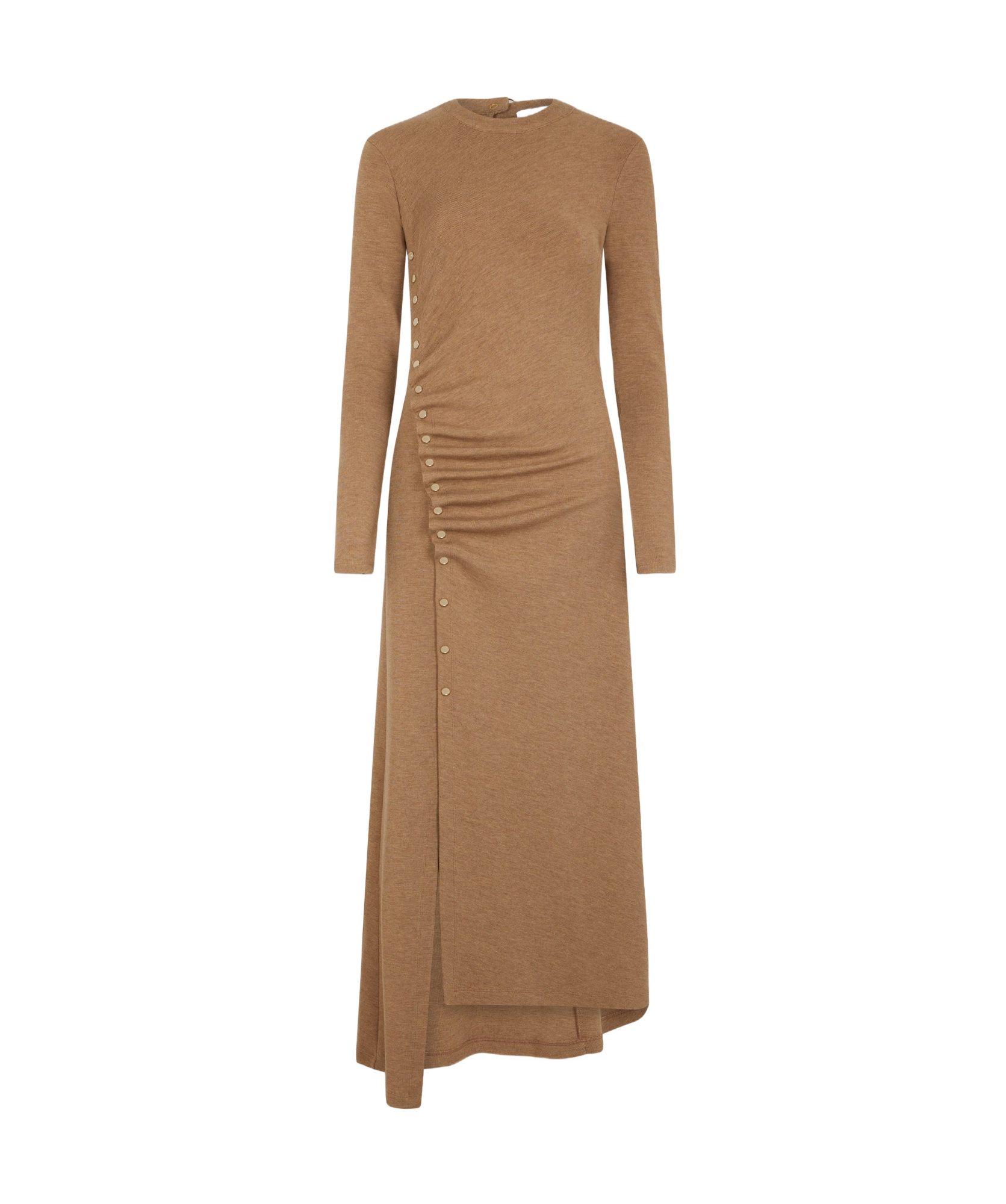 Rabanne Button-detailed Stretch-wool Midi Dress In Brown