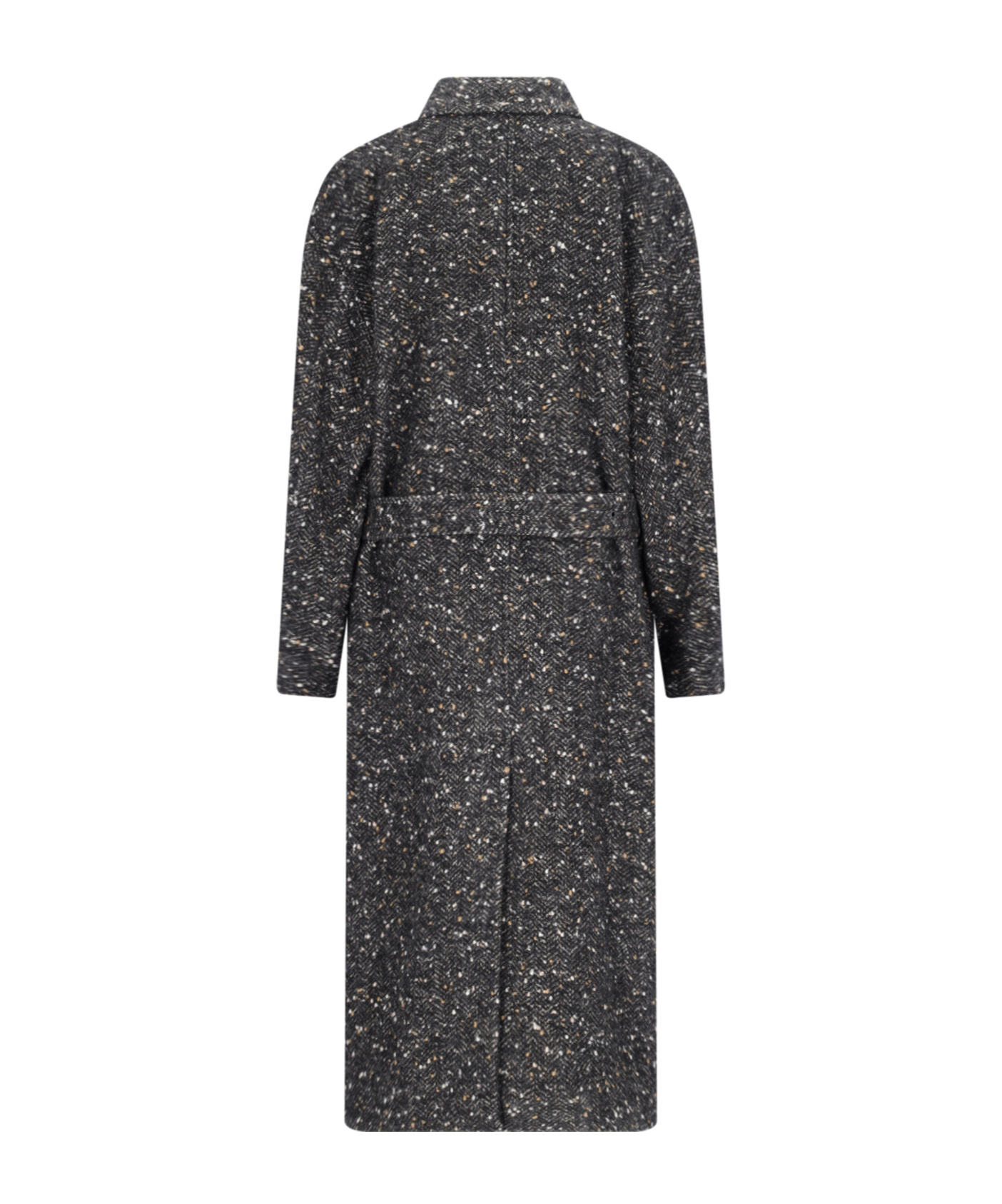 Isabel Marant Étoile 'horia' Black Double-breasted Coat With All-over Houndstooth Motiv In Wool Blend Woman In Black