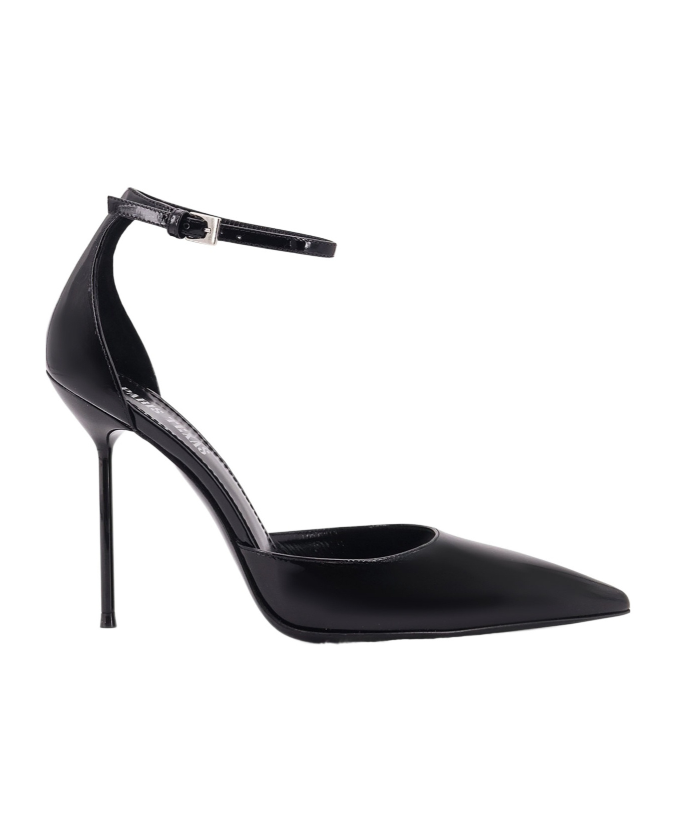 Paris Texas Arrow Toe Heeled Shoes With Delicate Ankle Strap In Black