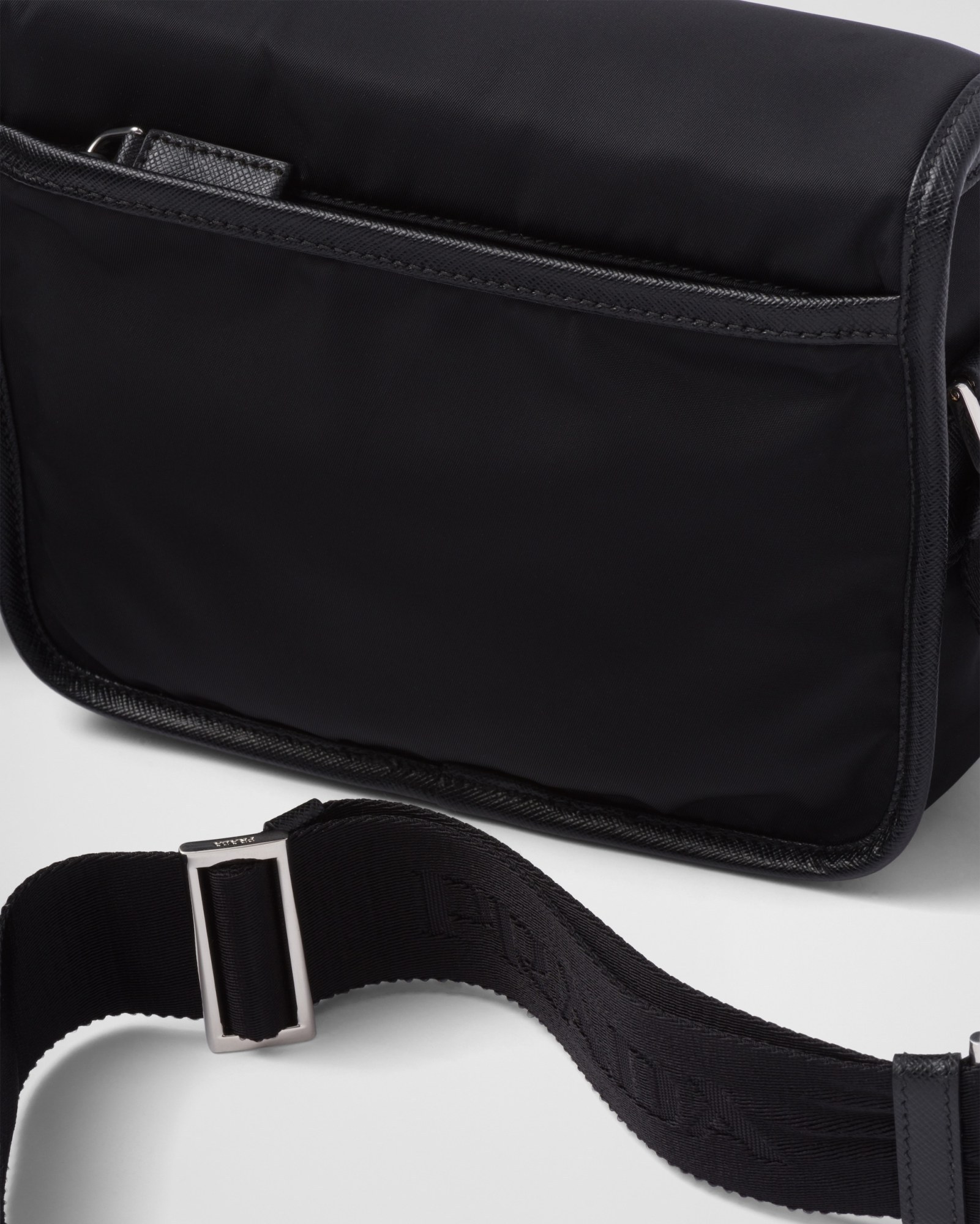 Prada Re-nylon And Saffiano Leather Shoulder Bag In Black