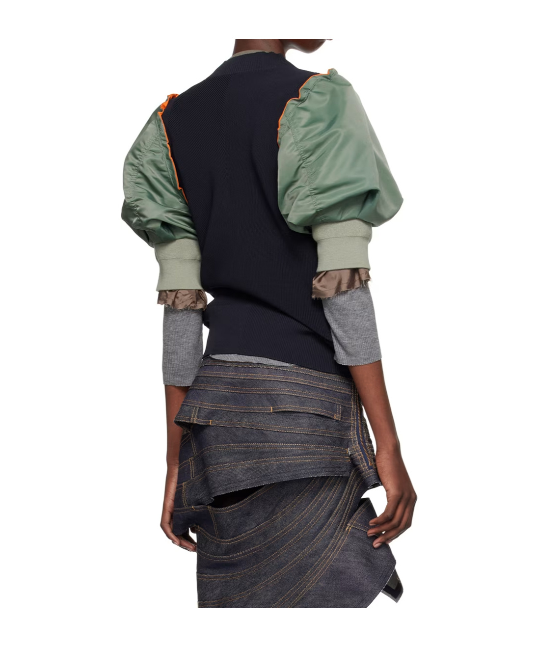 Shop Sacai Stitched Long-sleeved Sweater In Black