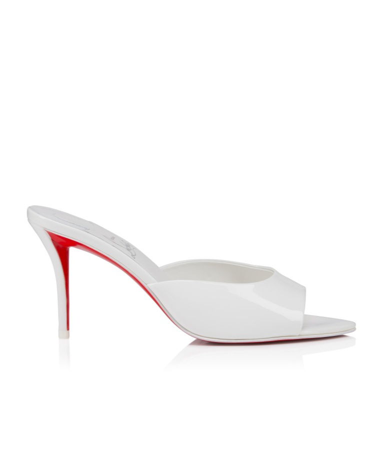 CHRISTIAN LOUBOUTIN 80 MM MULES - PATENT CALF LEATHER - BIANCO - WOMEN
