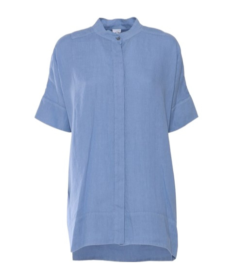 ASPESI ASPESI MANDARIN COLLAR SHORT SLEEVED SHIRT