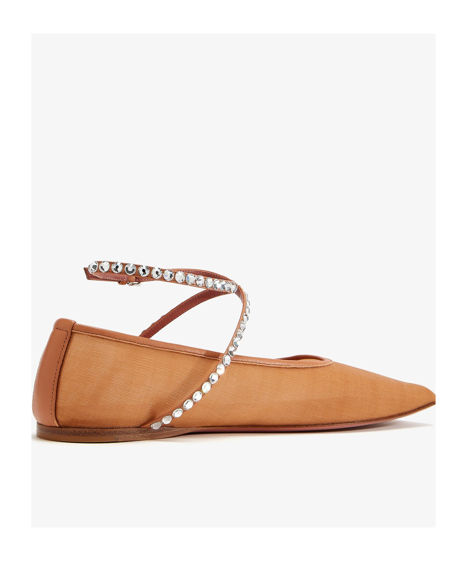 Amina Muaddi Square Toe Ballet Shoes In Nude
