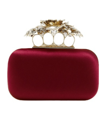 Alexander Mcqueen Women's Carnation Knuckle Clutch In Crimson In Red