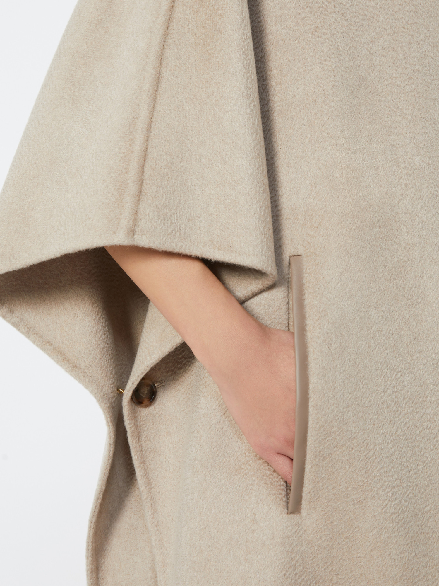Max Mara Long Cape In Cashmere Drap In Neutral