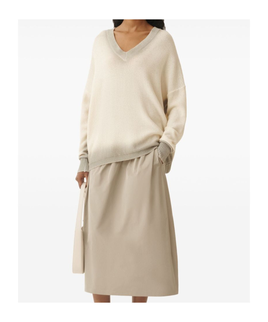 Fabiana Filippi Cotton And Linen Jersey With Sequins In Nude