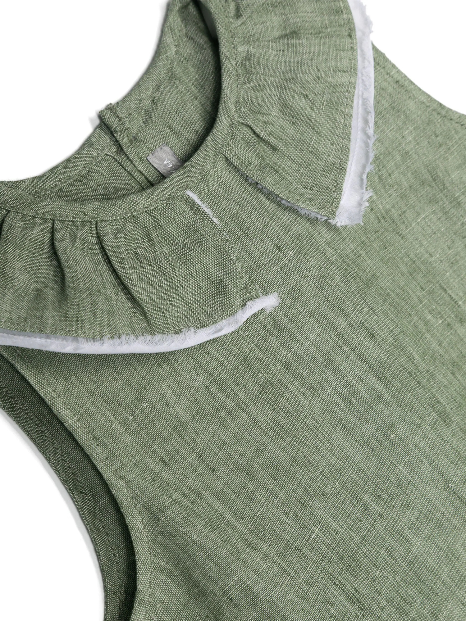 Il Gufo Ruffled Linen Mini Dress In Green