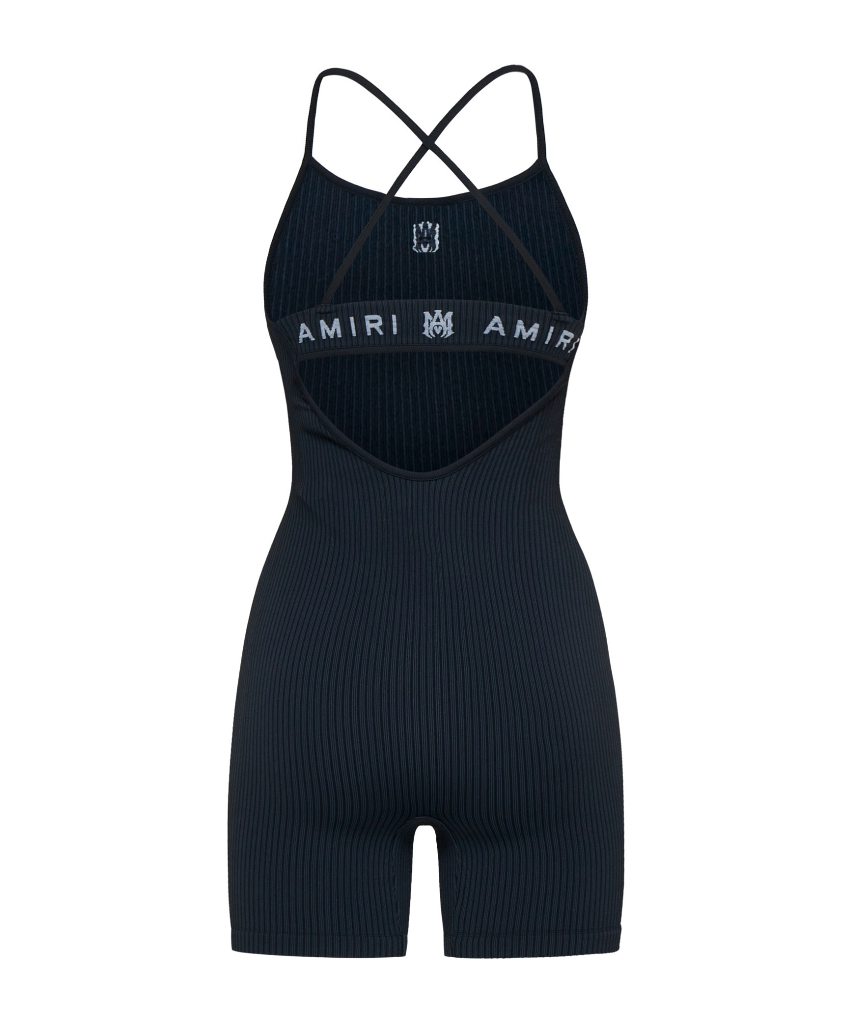 Amiri Black Ma Ribbed Seamless Romper In Black