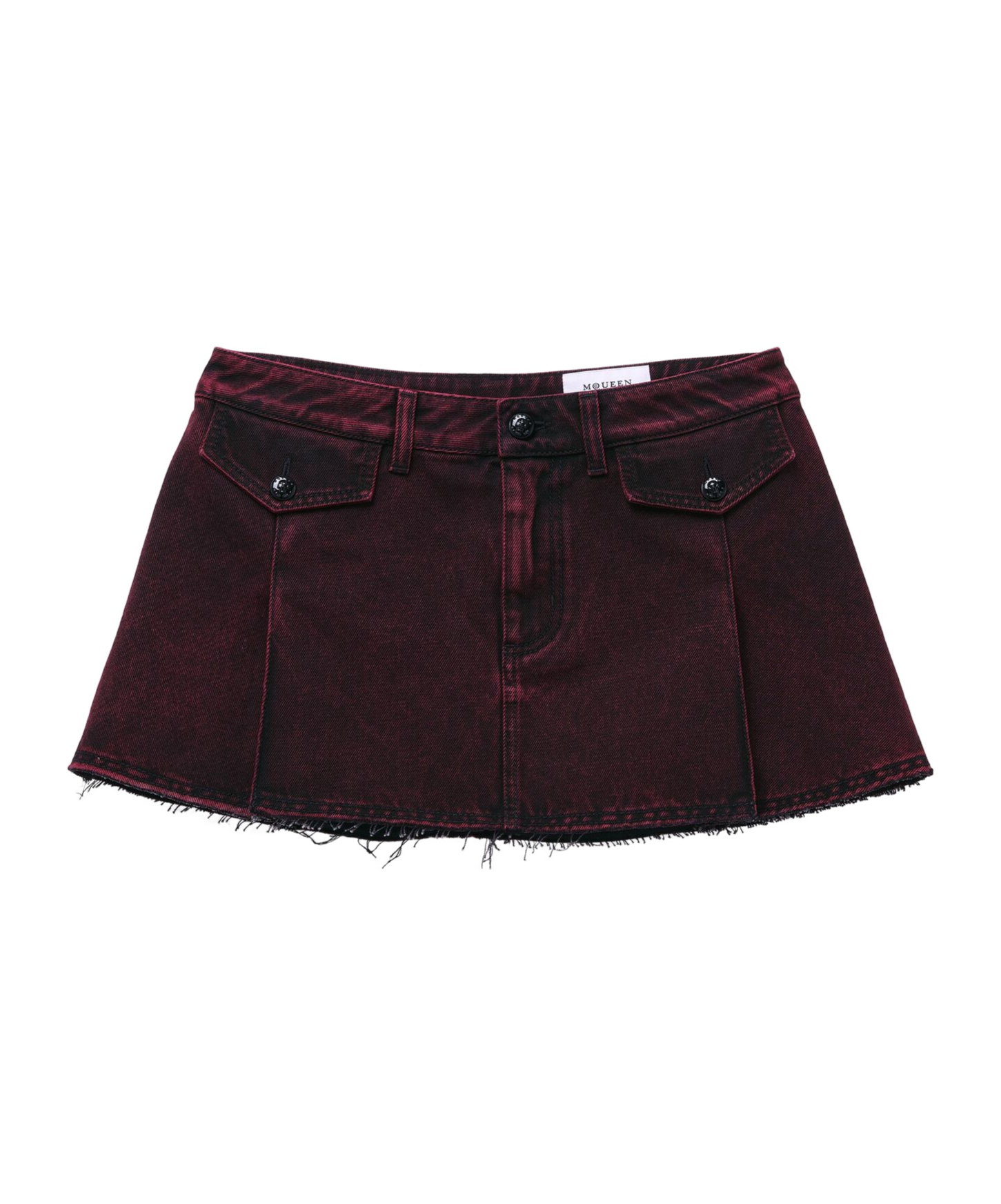 Alexander Mcqueen Overdyed Denim Mini Skirt In Dark Burgundy