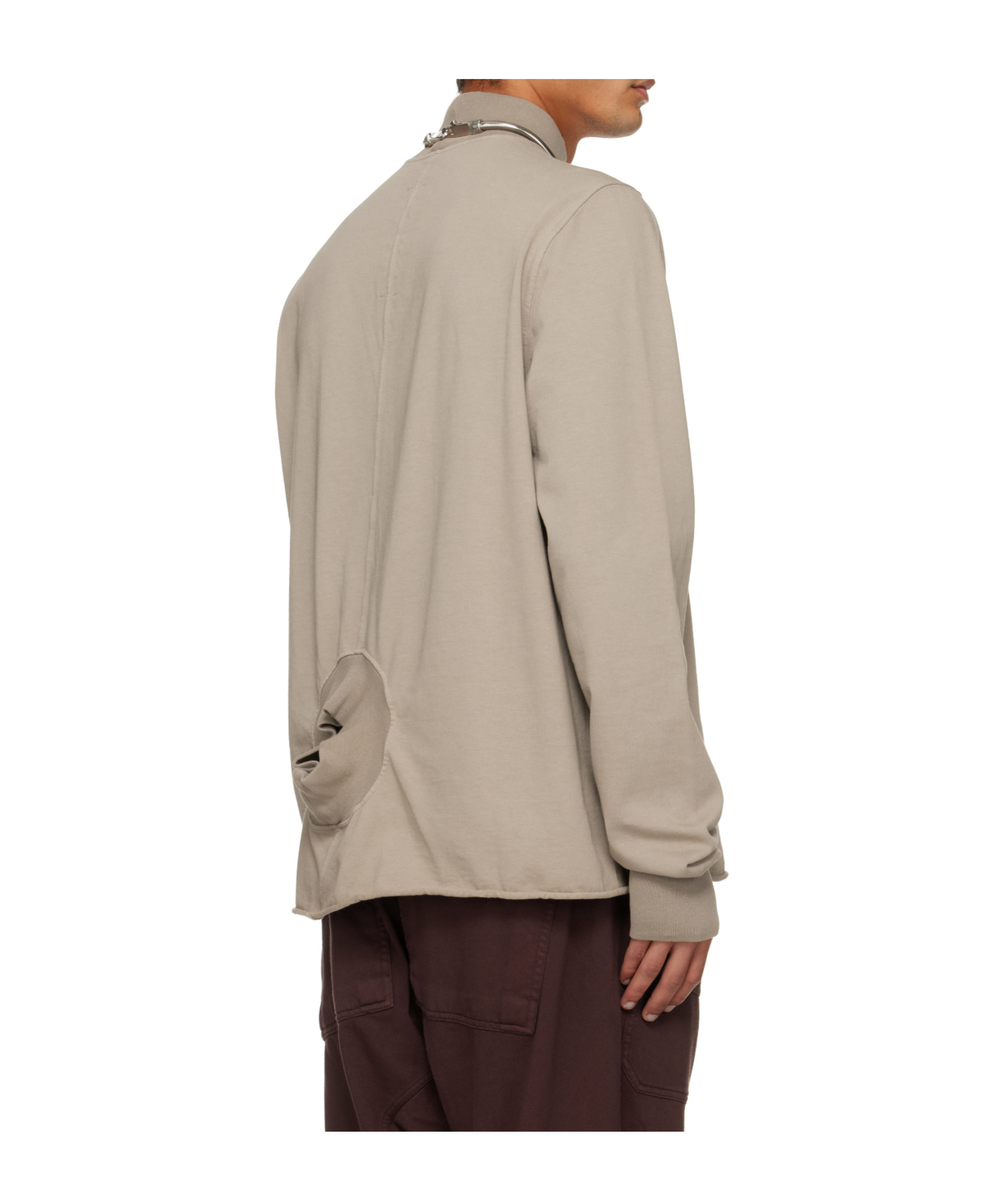 Rick Owens Drkshdw Concordians Headon Dbl High Neck Knit Sweater In Brown