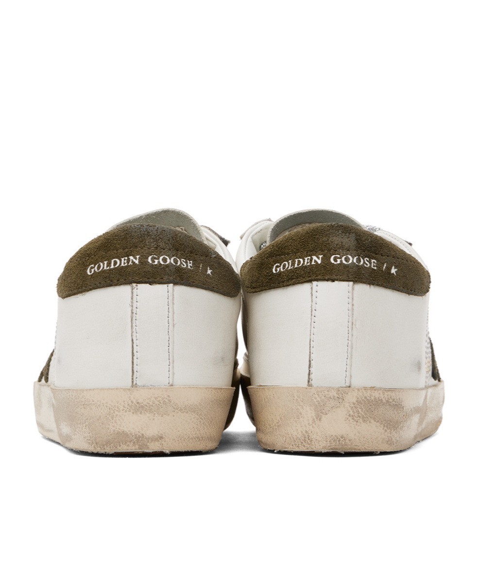 Golden Goose Ssense Exclusive White & Green Super-star Sneakers In White