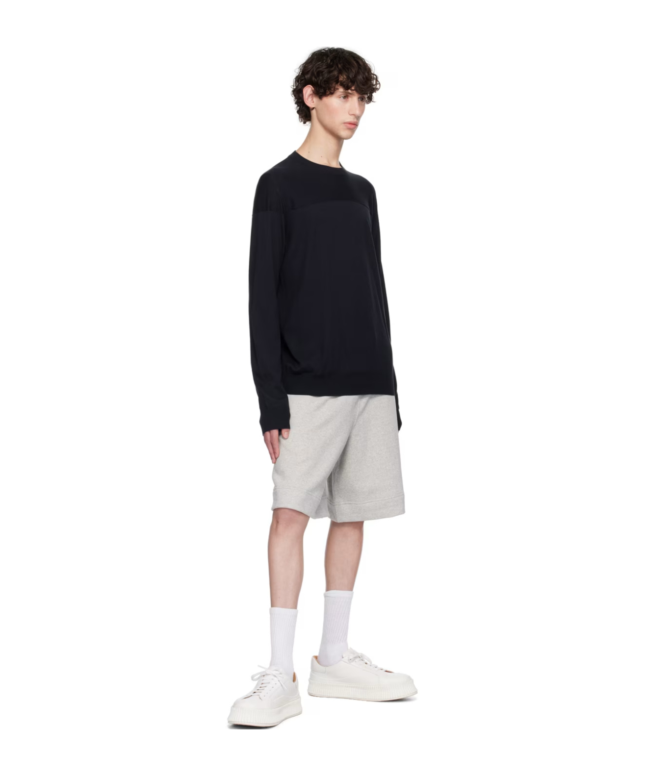 Jil Sander Black Crewneck Long Sleeve T-shirt In Black
