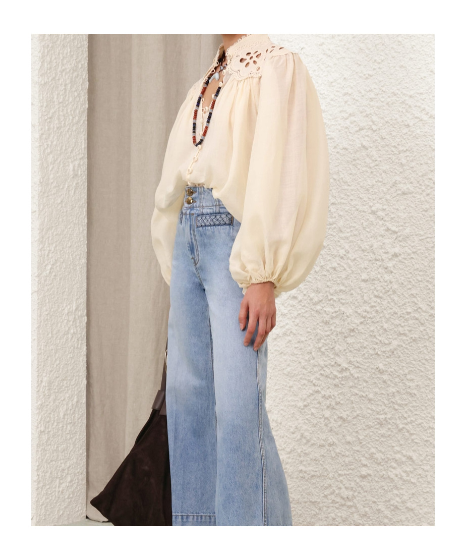 Zimmermann Coco Voluminous Embroidered Blouse In White