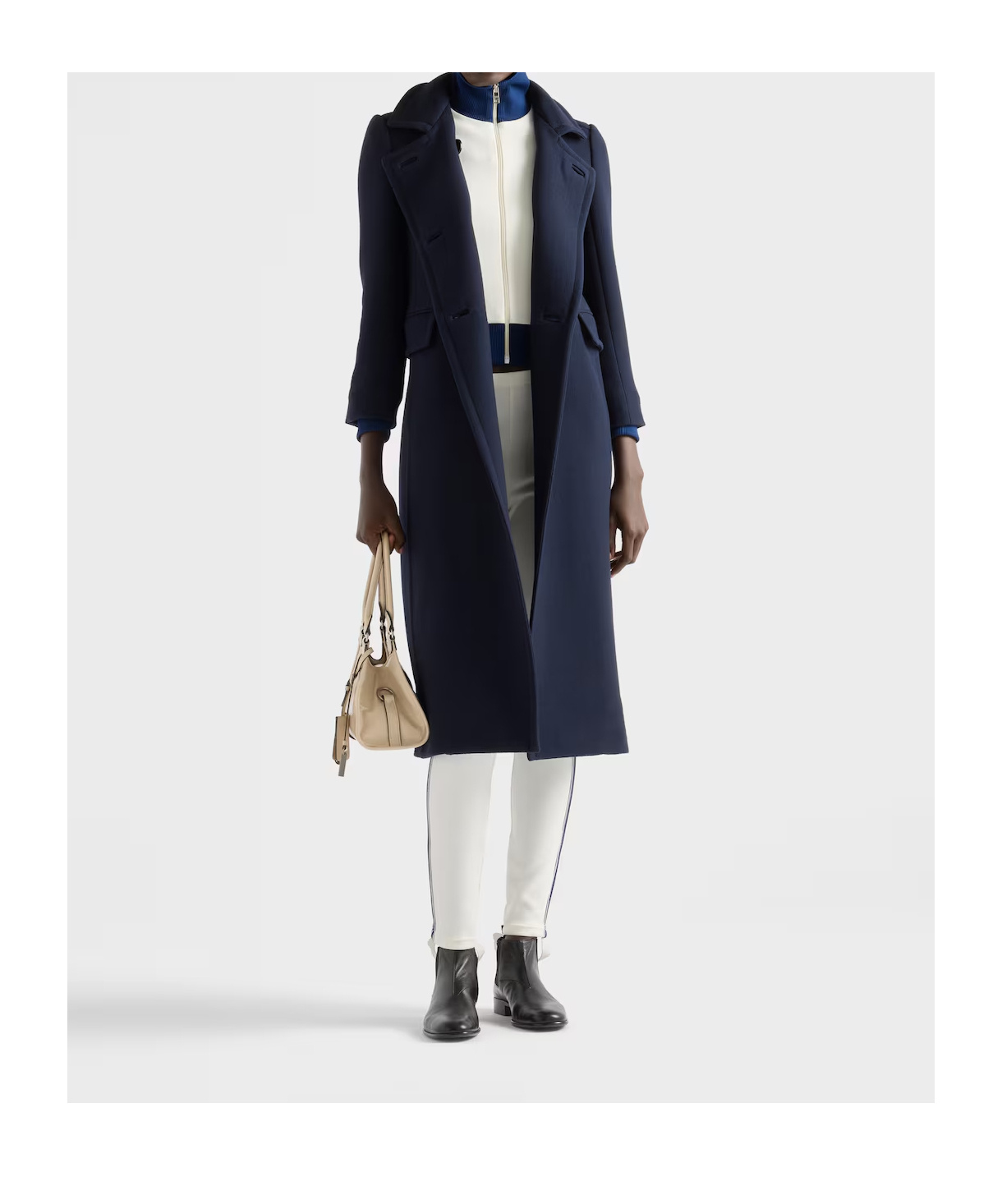 Prada Single-breasted Natté Fabric Coat In Blue