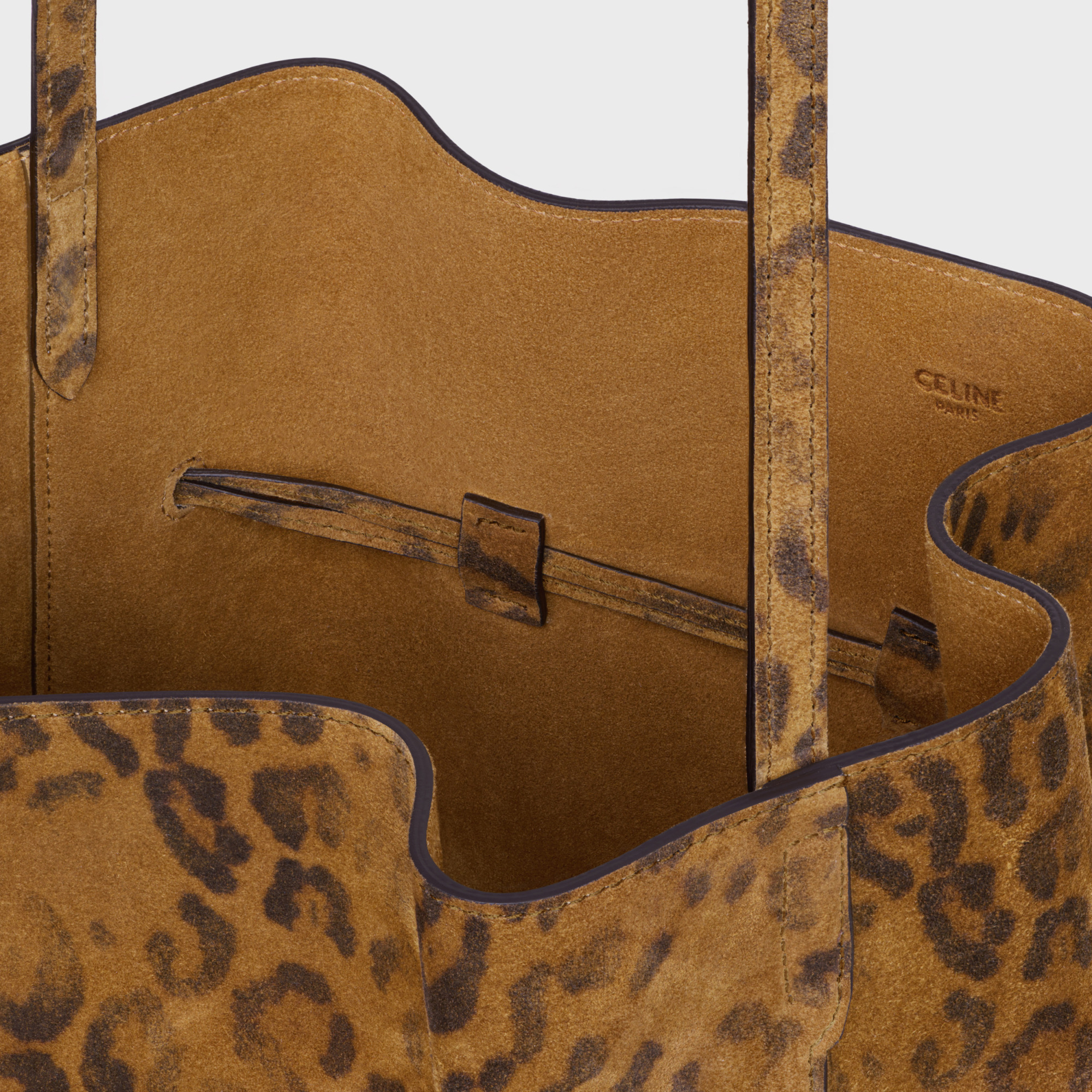 Celine Medium Bucket In Suede Calfskin Leopard Print In Leopard