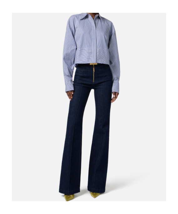 Elisabetta Franchi High-waist Flared Jeans In Blue