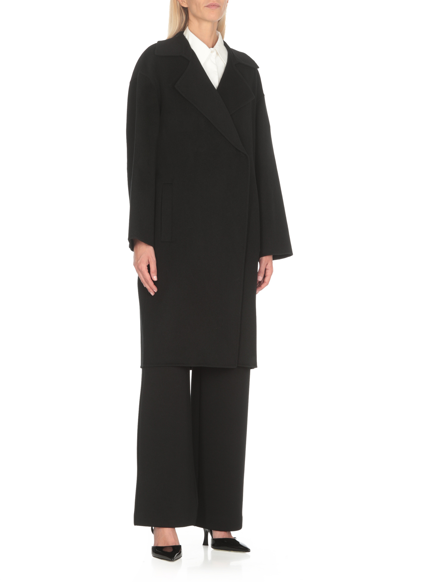 Max Mara Long-sleeved Coat In Black