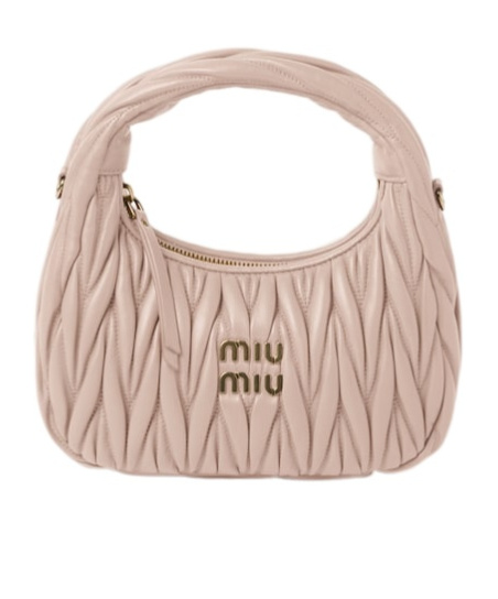 Miu Miu Lamb Leather Quilted Shoulder Bag In Pink