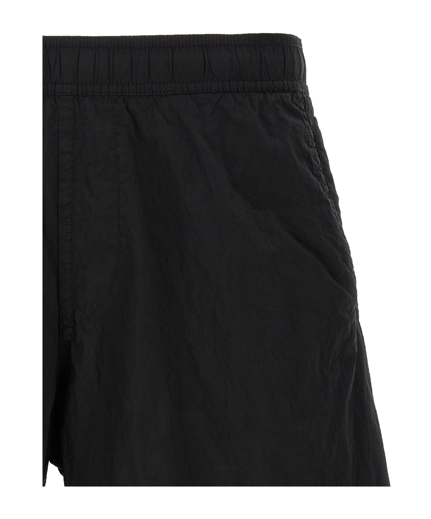 Stone Island Compass-badge Crinkled Shorts In Black