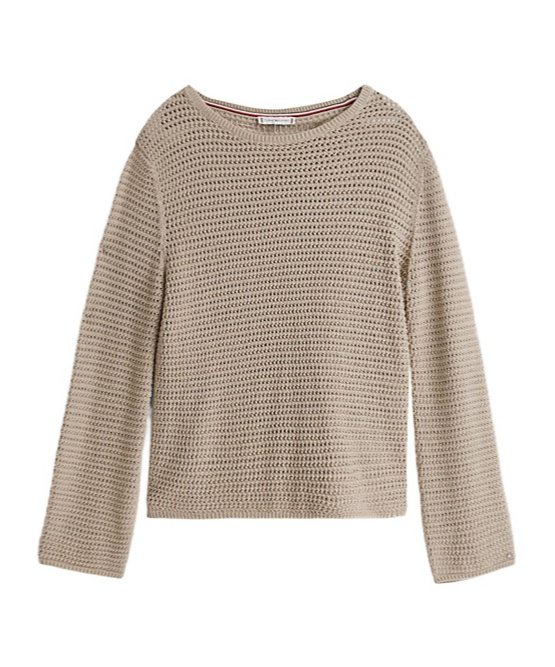 Tommy Hilfiger Pointelle Crochet Jumper In Brown