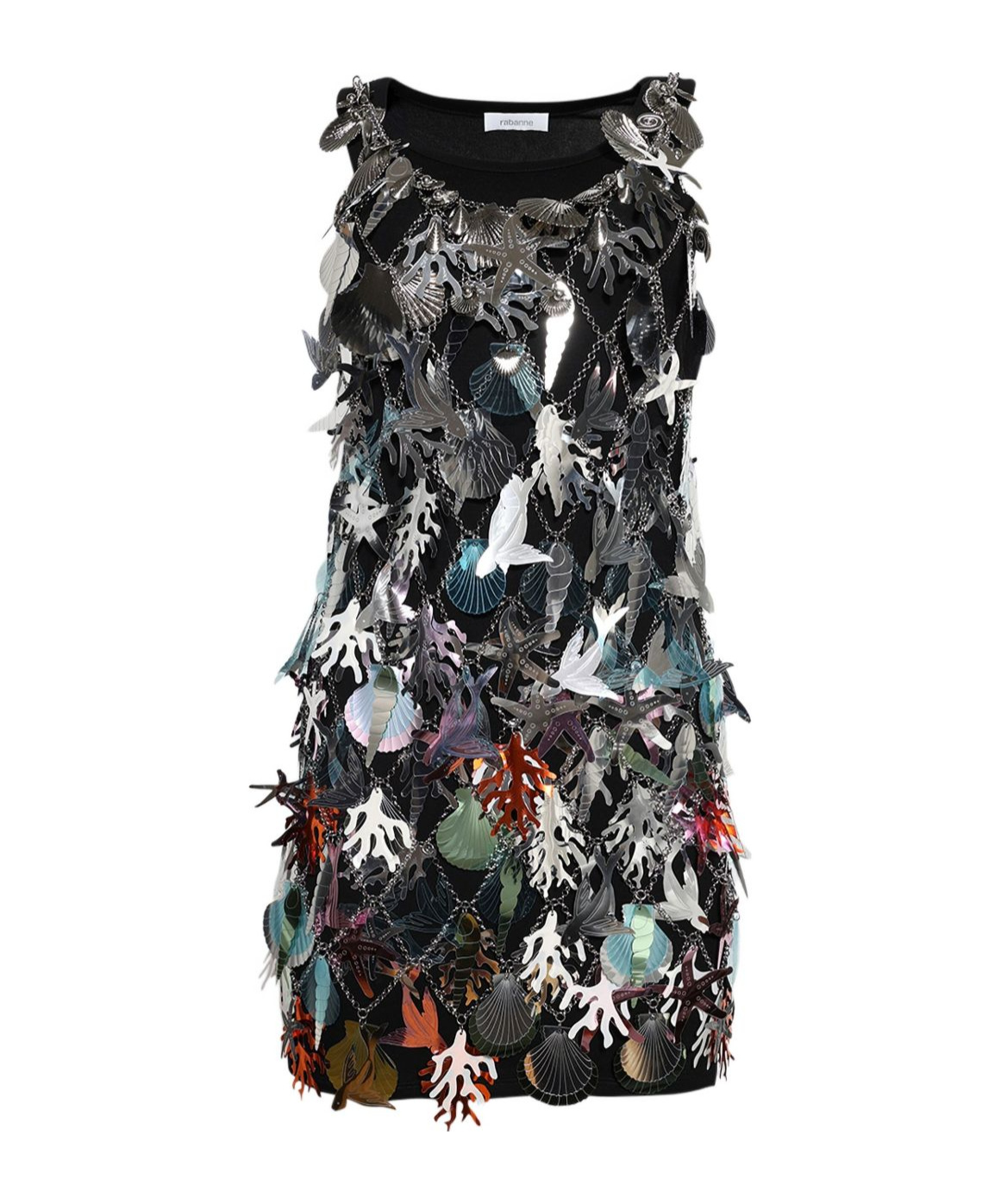 Rabanne Robe Shell-coral Chain-effect Mini Dress In Multi