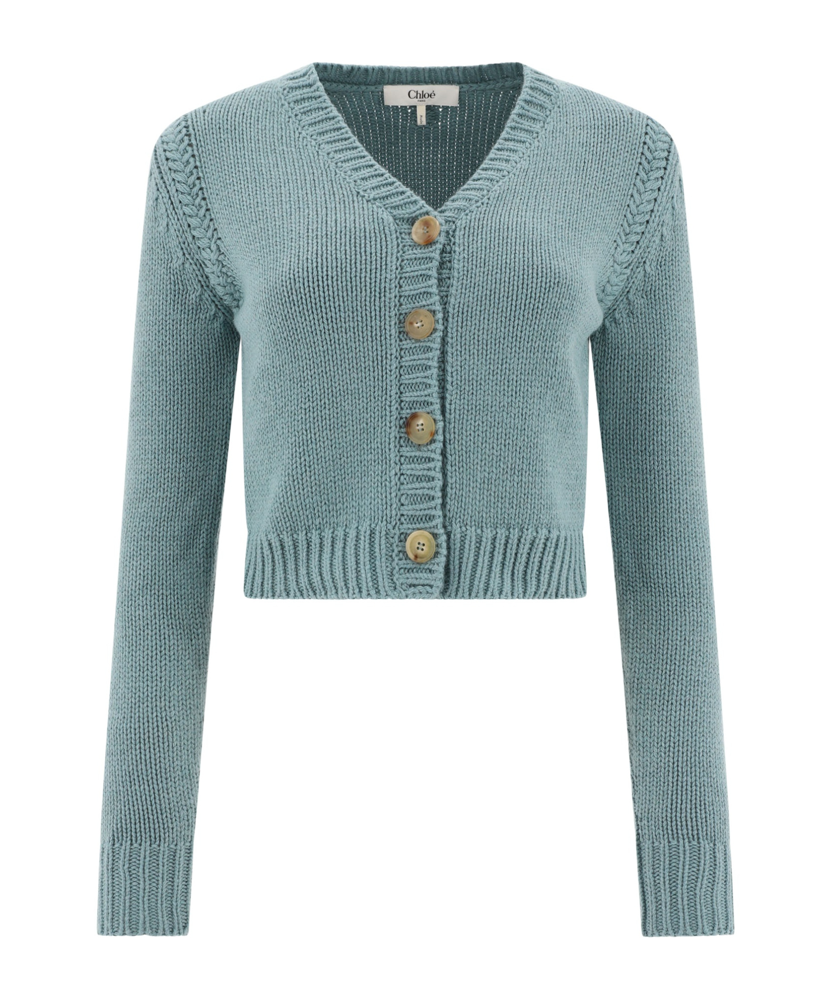 Chloé Knit Cotton-cashmere Cardigan In Green