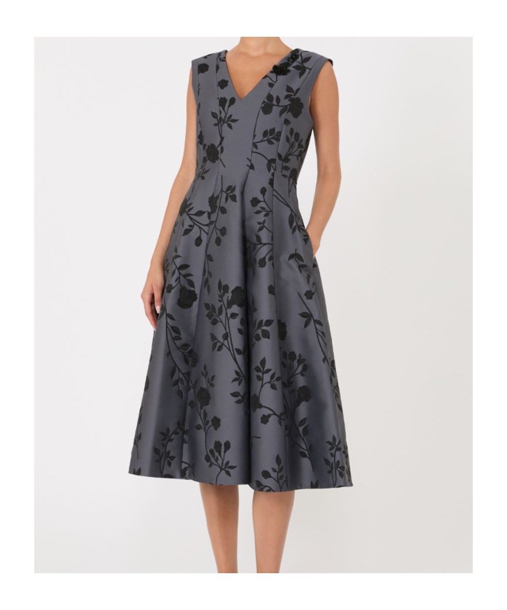 Max Mara Cotton-blend Jacquard Dress In Gray