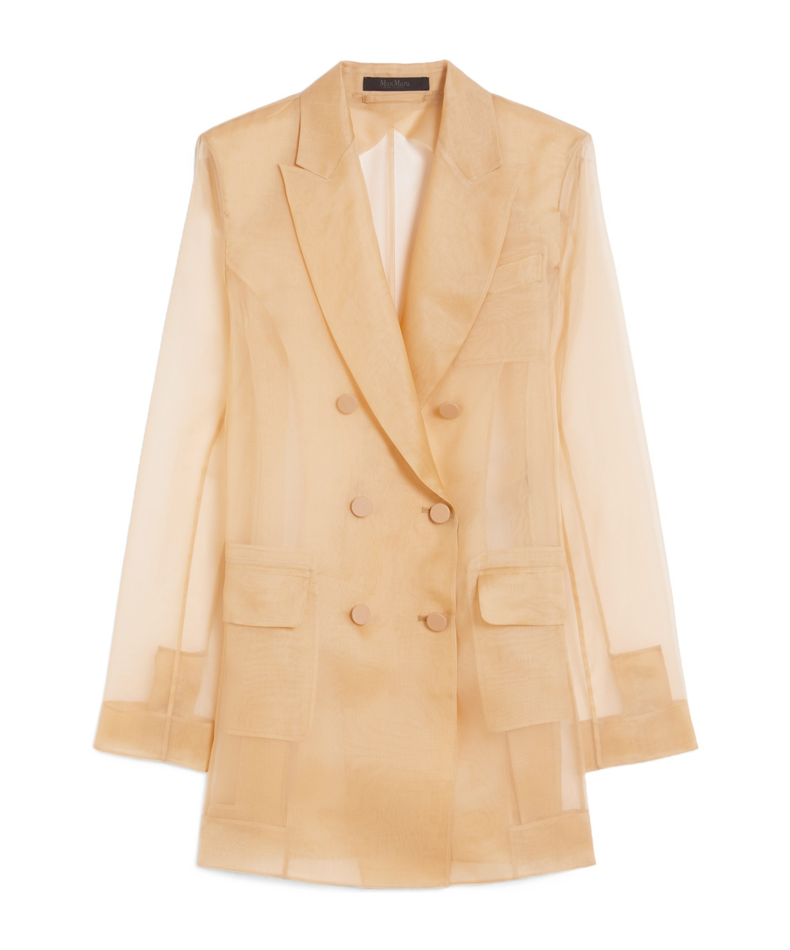 Max Mara Silk Organza Double-breasted Blazer In Camel