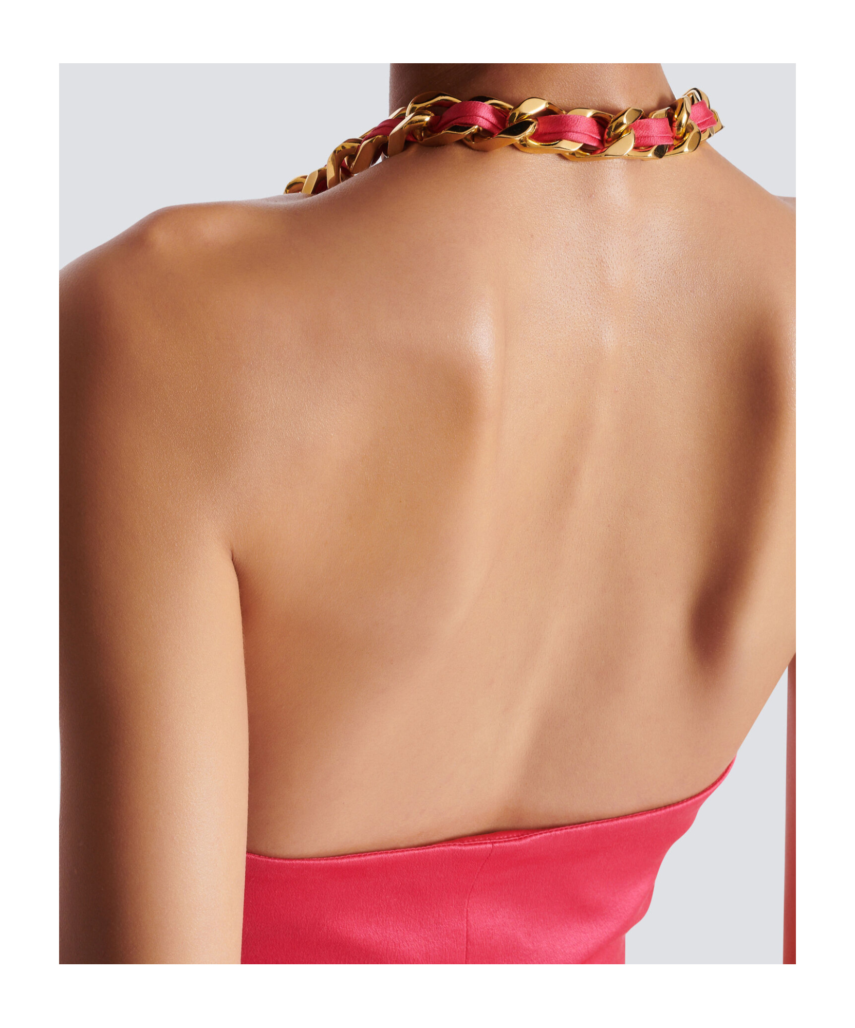 Balmain Silk Draped Halterneck Top In Pink