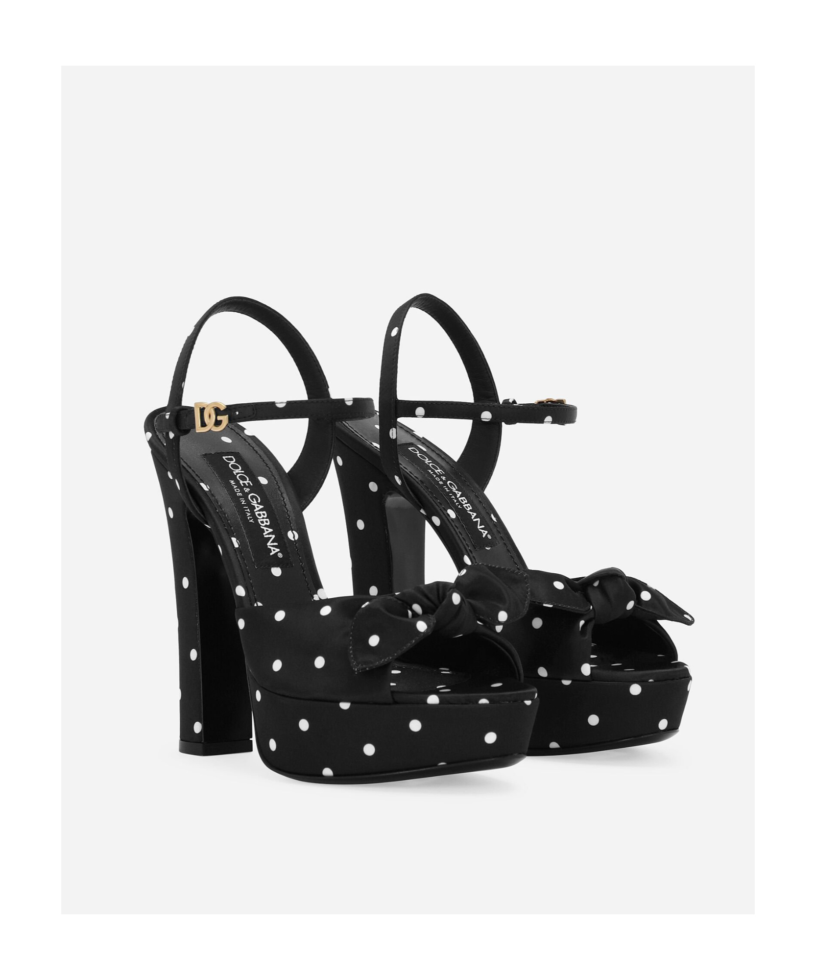 Dolce & Gabbana Keira Embellished Polka-dot Satin Sandals In Black