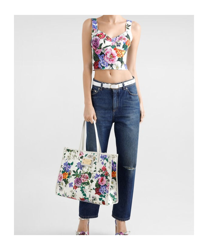 Dolce & Gabbana Shopping Canvas Handbag In White