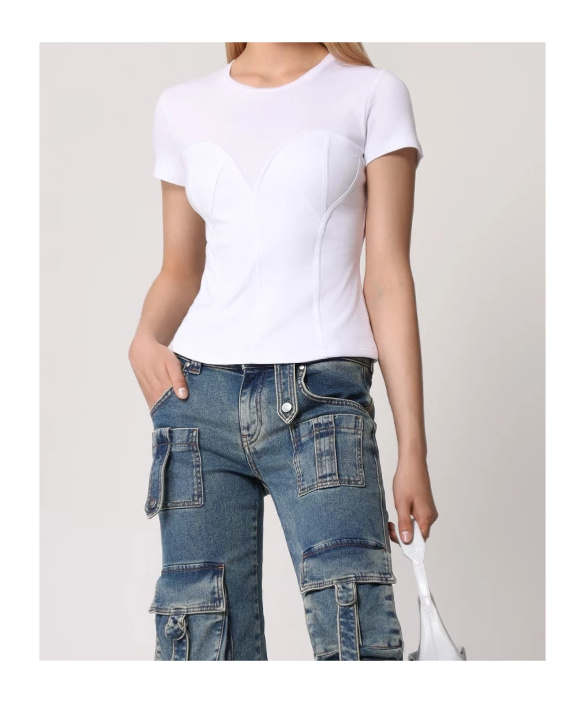 Blumarine Short-sleeved Round Collar T-shirt In White