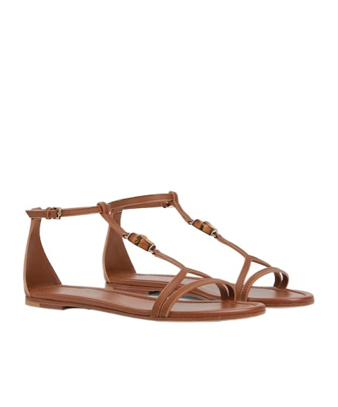 Gucci Sandali In Pelle Caramello Donna In Brown