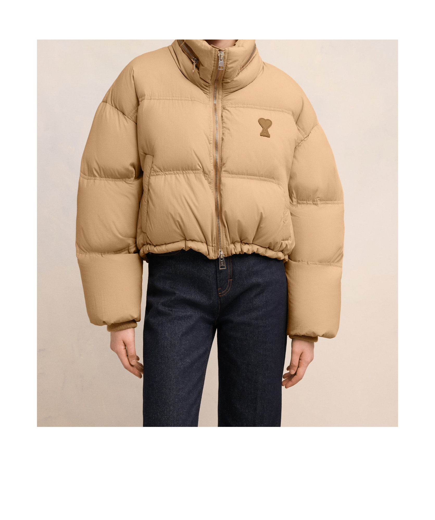 Ami Alexandre Mattiussi Logo-print Puffed Jacket In Nude