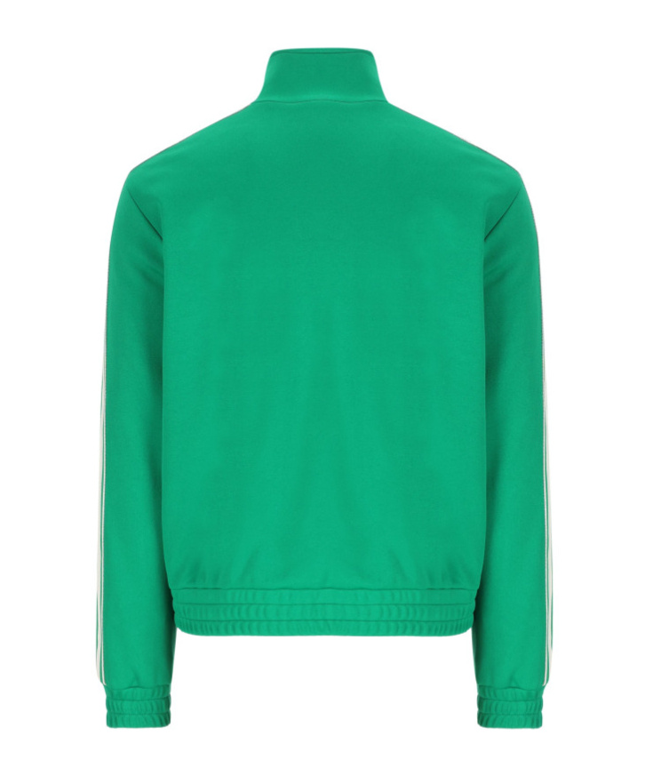 Celine Logo-embroidered Striped Tech-jersey Track Jacket In Green