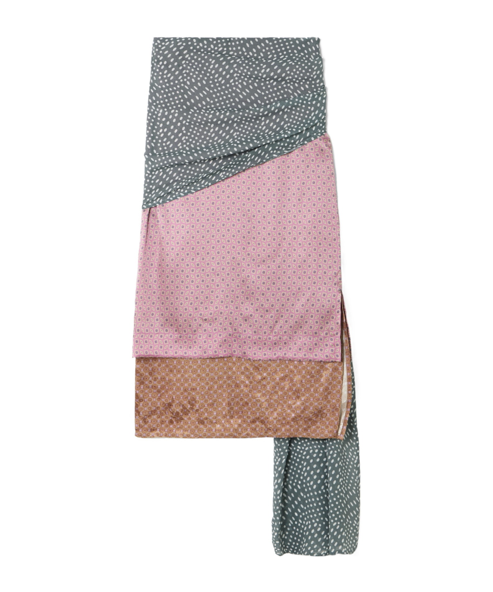 Dries Van Noten Gathered Draped Layered Printed Satin Midi Skirt In Multi