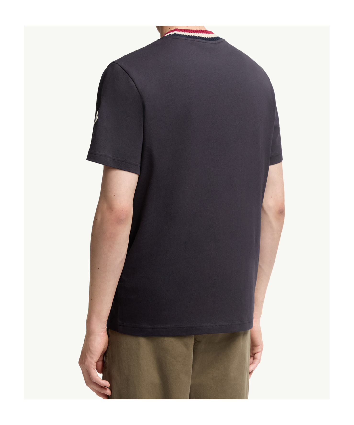 Moncler Cotton Logo Embroidered T-shirt In Blue