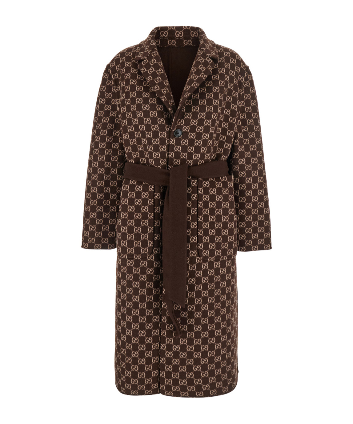 Gucci Silk And Wool Reversible Coat In Brown
