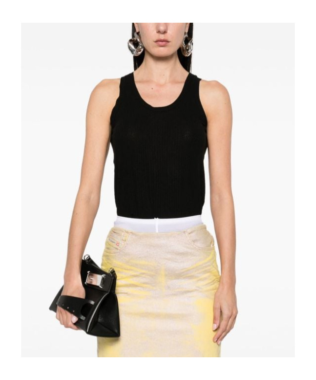 Maison Margiela Ribbed Knit Tank Top In Black