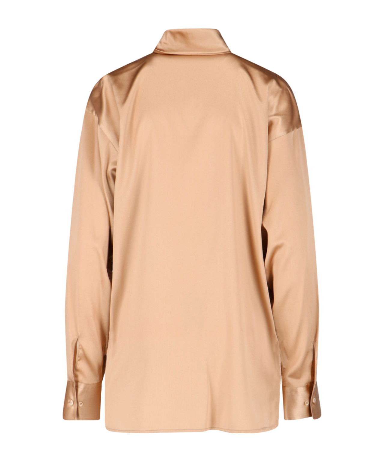 Ermanno Scervino Satin Long Sleeve Top With Bow Detail In Brown