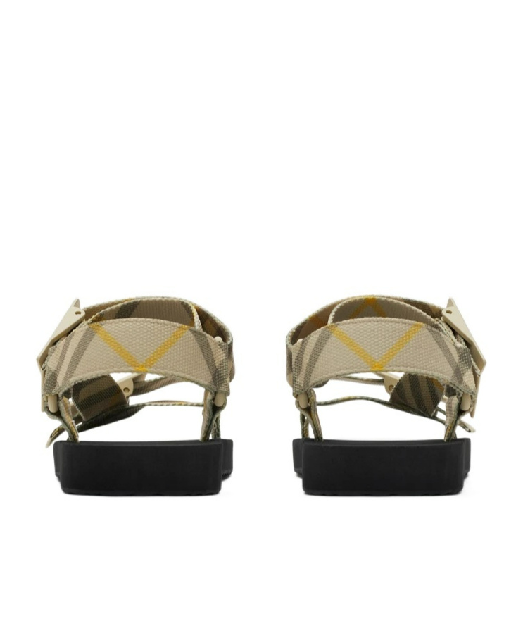 Burberry Check Trek Double-strap Sandals In Black