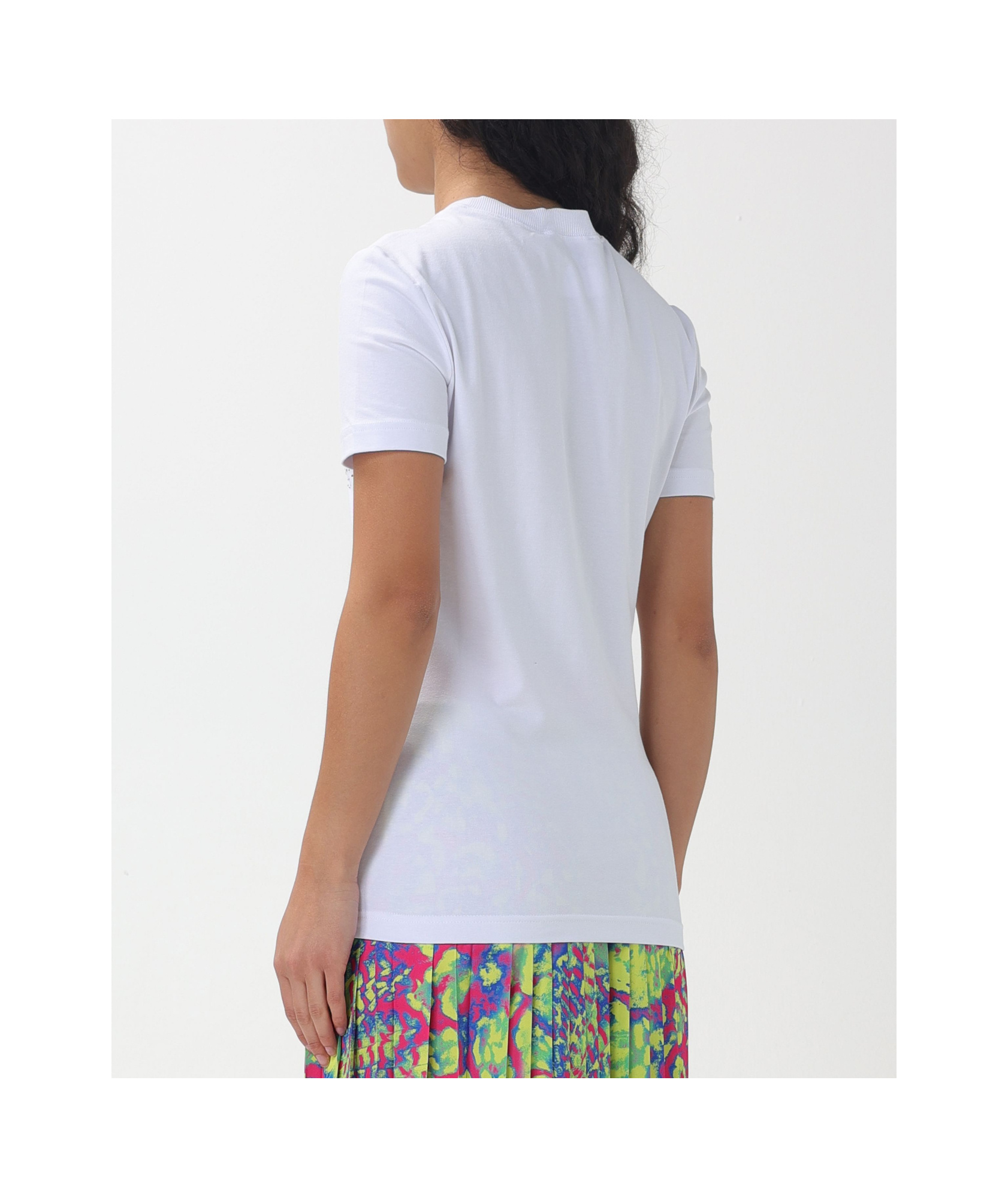 Versace Jeans Rhinestone-detailed Cotton-blend T-shirt In White