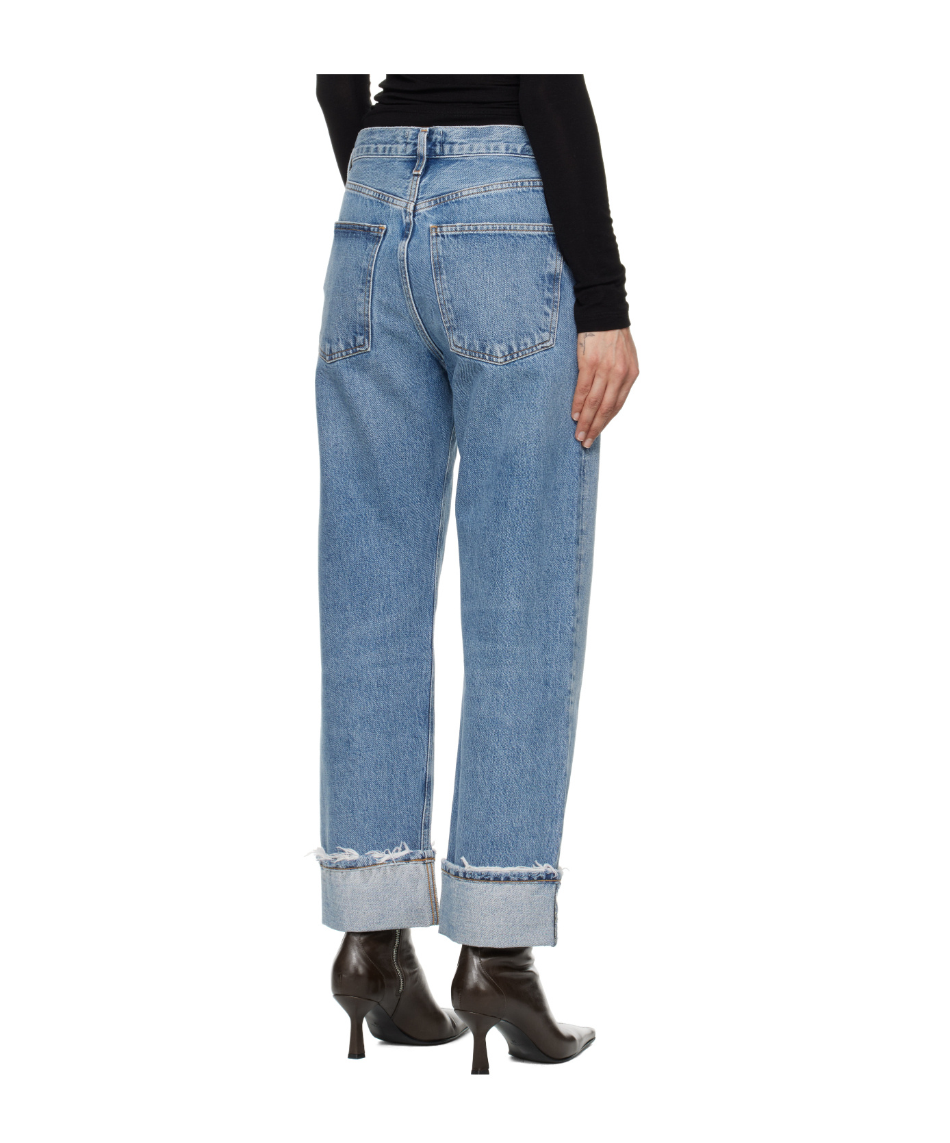 Agolde Five-pocket Straight-leg Denim Trousers In Blue